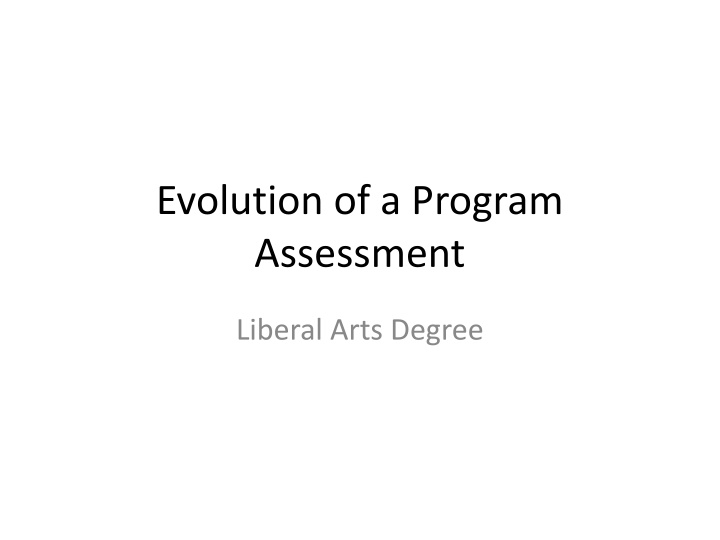 evolution of a program assessment n.w
