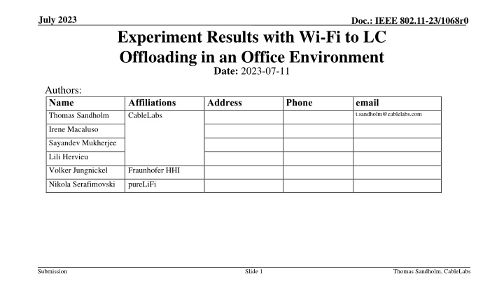 Experiment Results with Wi-Fi Offloading in Office Environment