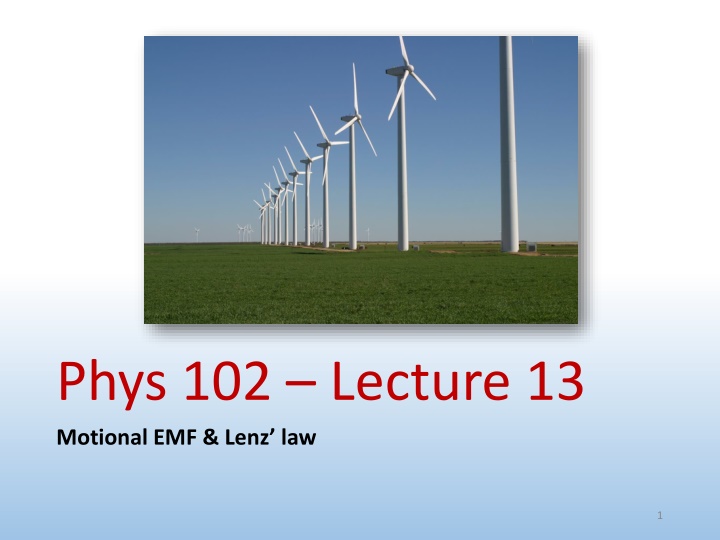 phys 102 lecture 13 motional emf lenz law n.w