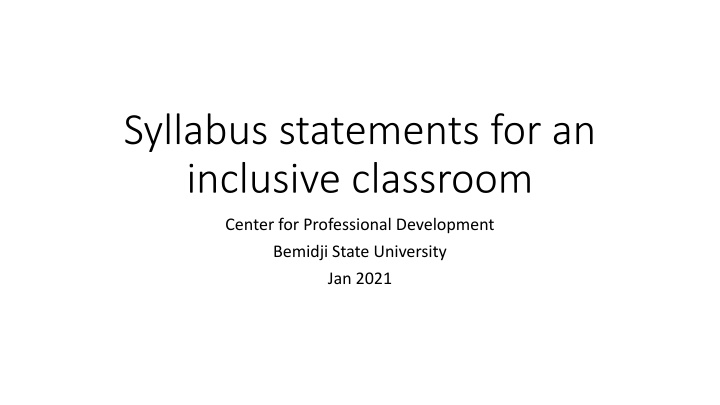 syllabus statements for an inclusive classroom n.w