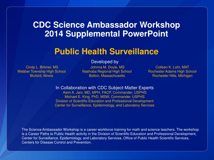 cdc science ambassador workshop 2014 supplemental n.w