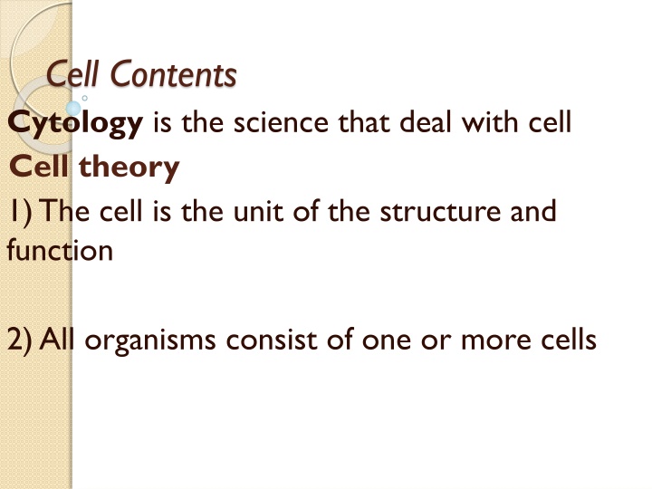 cell contents cytology is the science that deal n.w