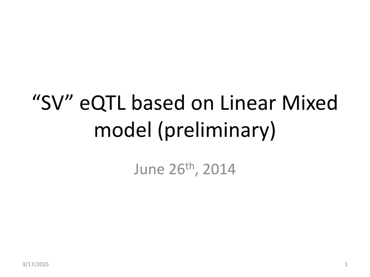 sv eqtl based on linear mixed model preliminary n.w