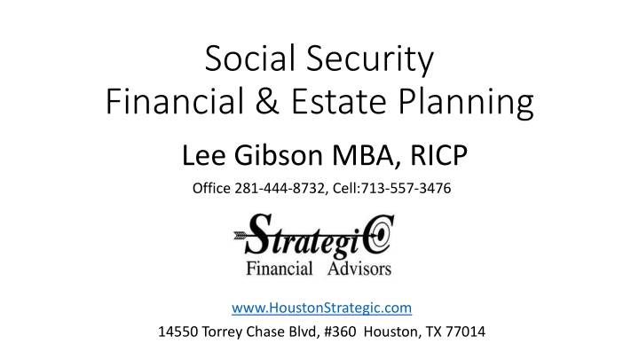 social security financial estate planning n.w