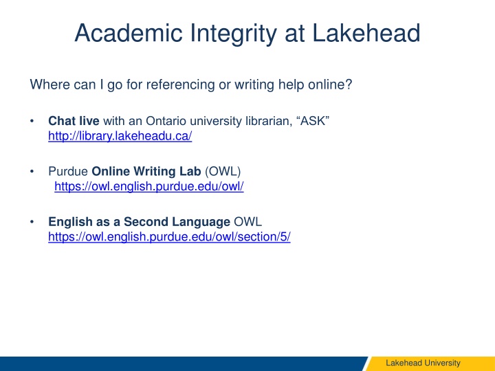 academic integrity at lakehead n.w