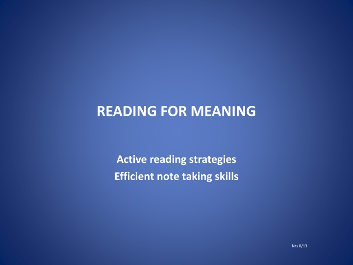 reading for meaning n.w