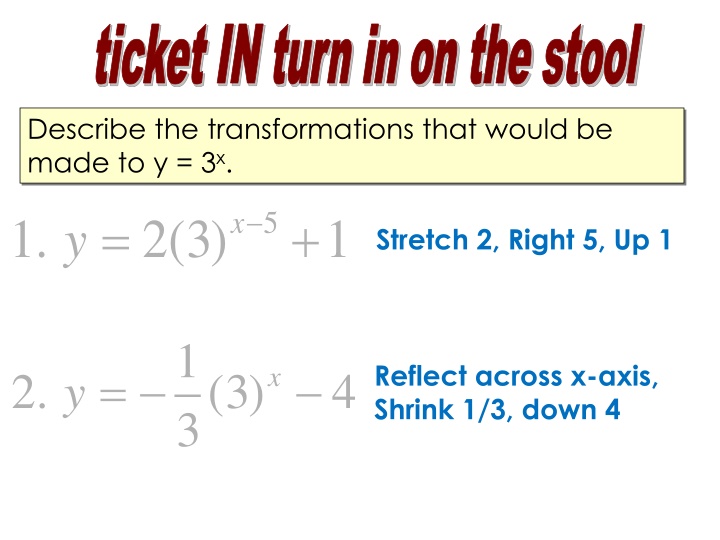 ticket in turn in on the stool n.w