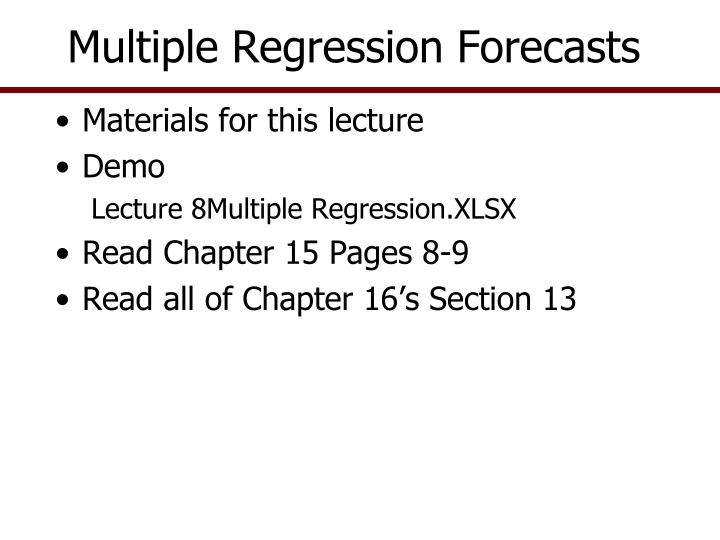 multiple regression forecasts n.w