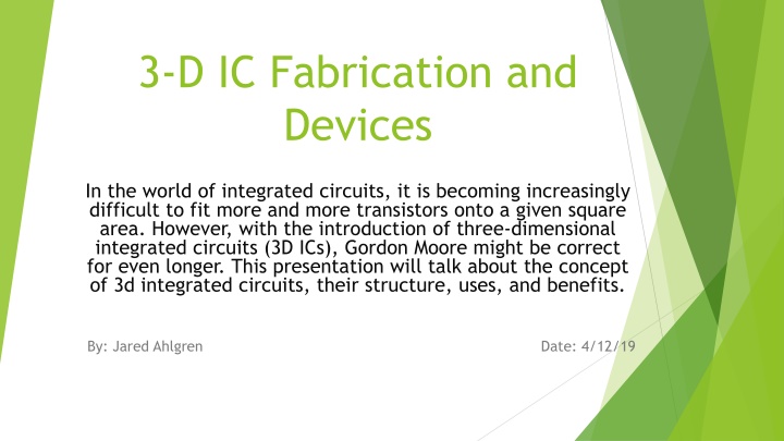 3 d ic fabrication and devices n.w