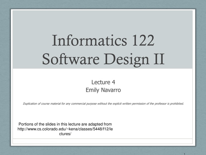 informatics 122 software design ii n.w