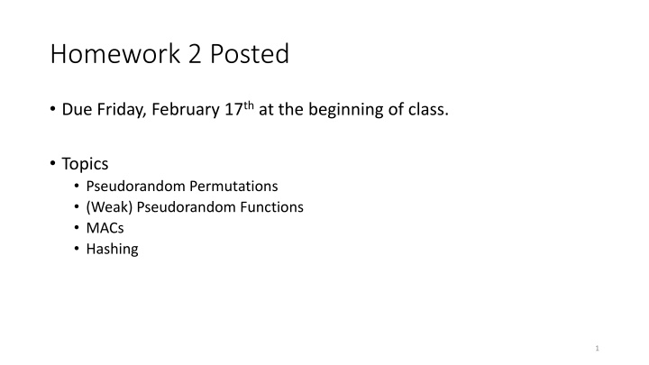 homework 2 posted n.w