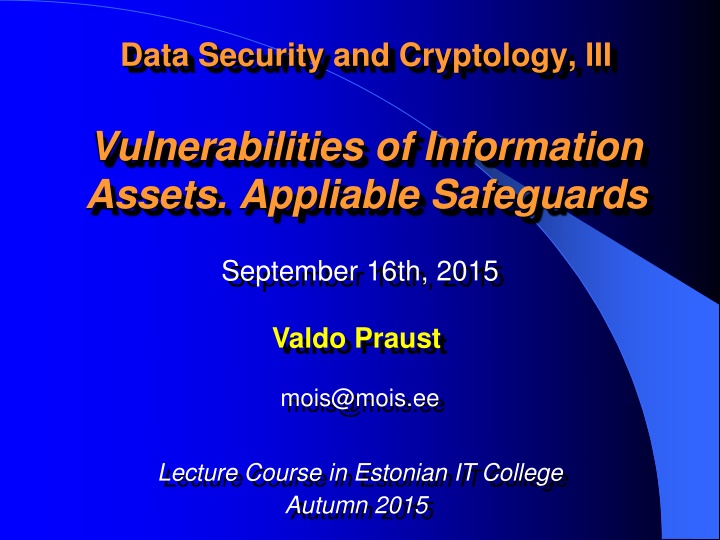 data security and cryptology iii n.w