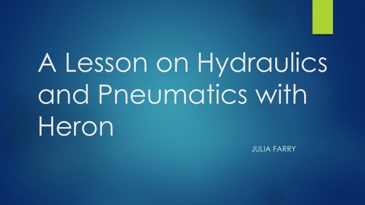 a lesson on hydraulics and pneumatics with heron n.w