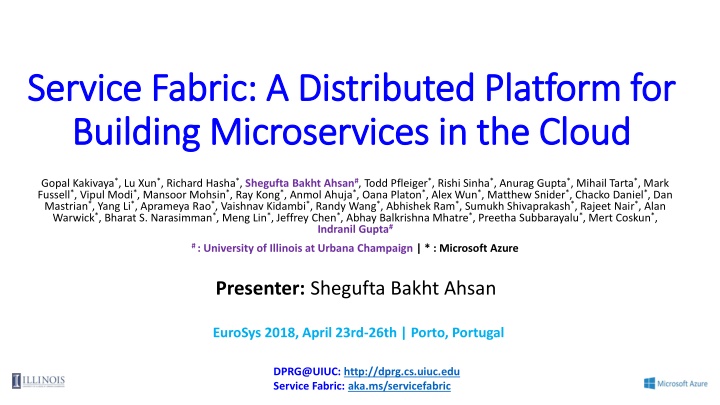 service fabric a distributed platform for service n.w