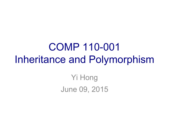 comp 110 001 inheritance and polymorphism n.w