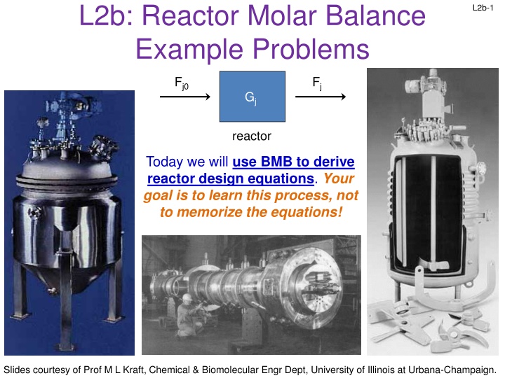l2b reactor molar balance example problems n.w