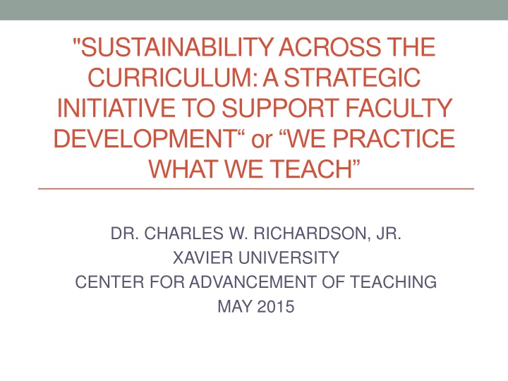 sustainability across the curriculum a strategic n.w