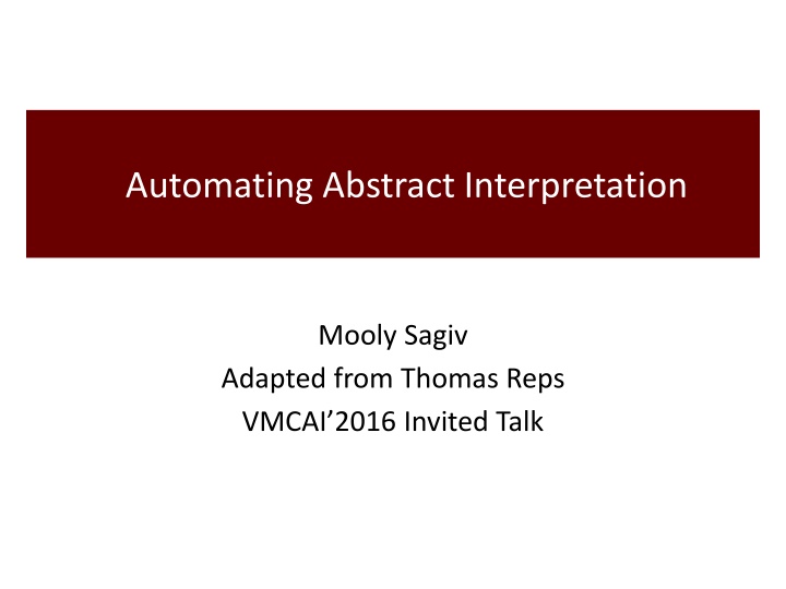 automating abstract interpretation n.w