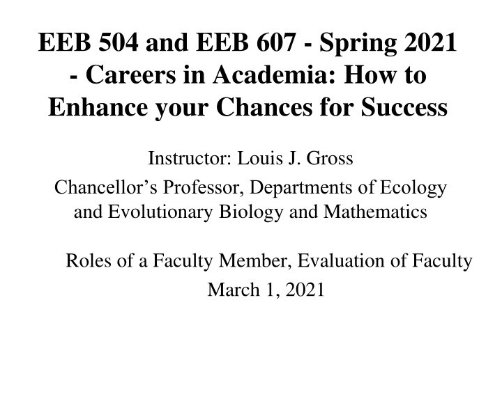 eeb 504 and eeb 607 spring 2021 careers n.w