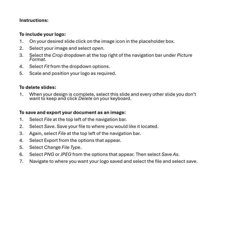instructions n.w