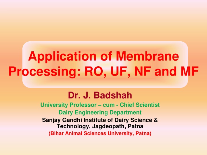 application of membrane processing ro uf nf and mf n.w