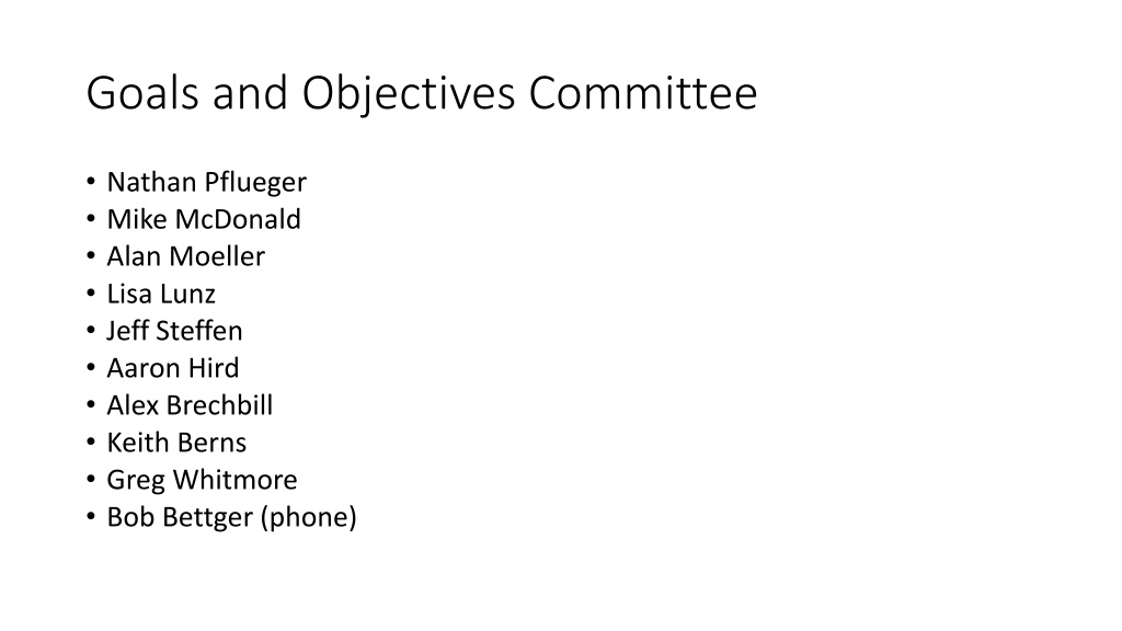 goals and objectives committee n.w