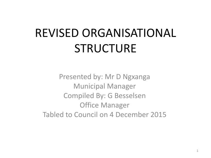 revised organisational structure n.w
