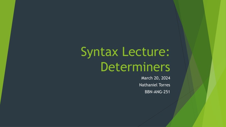 syntax lecture determiners n.w