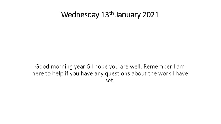wednesday 13 wednesday 13 th th january 2021 n.w