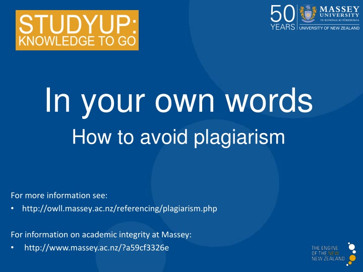 in your own words how to avoid plagiarism n.w