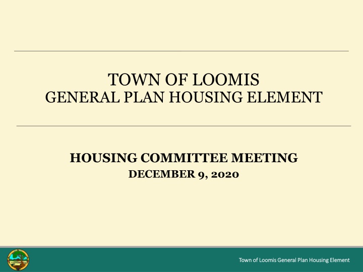 town of loomis general plan housing element n.w