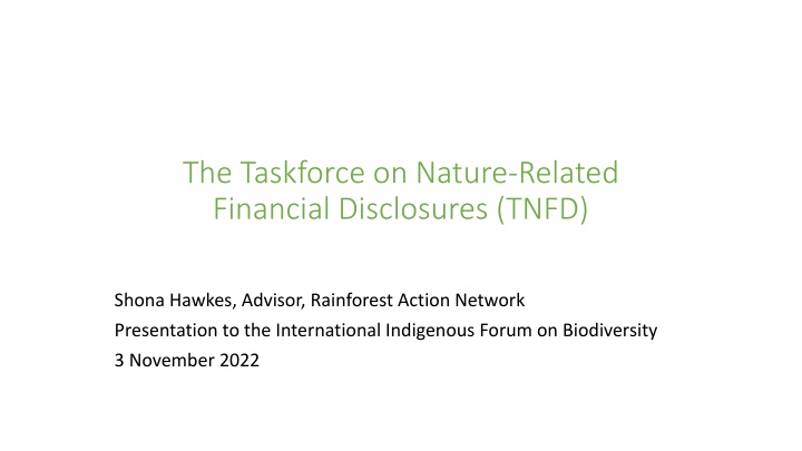the taskforce on nature related financial n.w