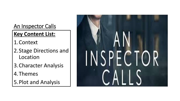 Key Content of An Inspector Calls: Context, Stage Directions, Characters