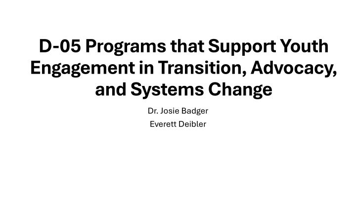 d 05 programs that support youth engagement n.w