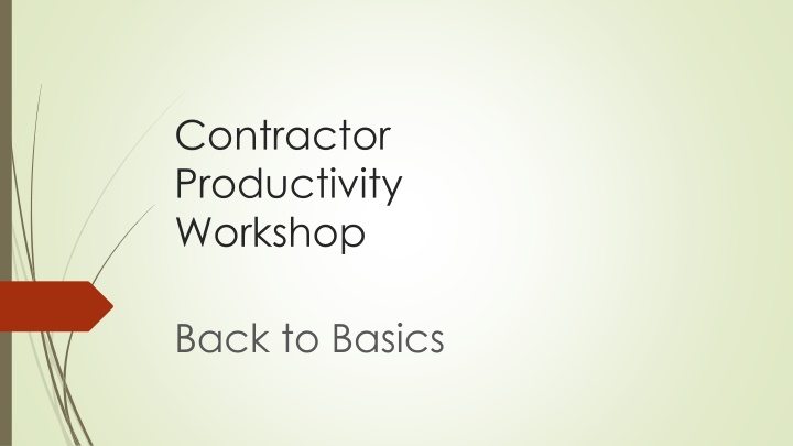 contractor productivity workshop n.w