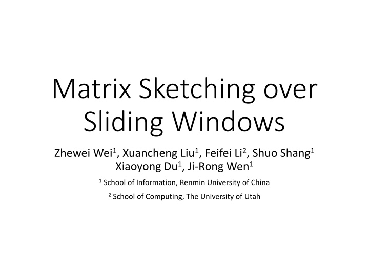 matrix sketching over sliding windows n.w