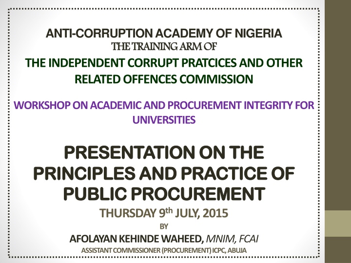anti corruption academy of nigeria the training n.w