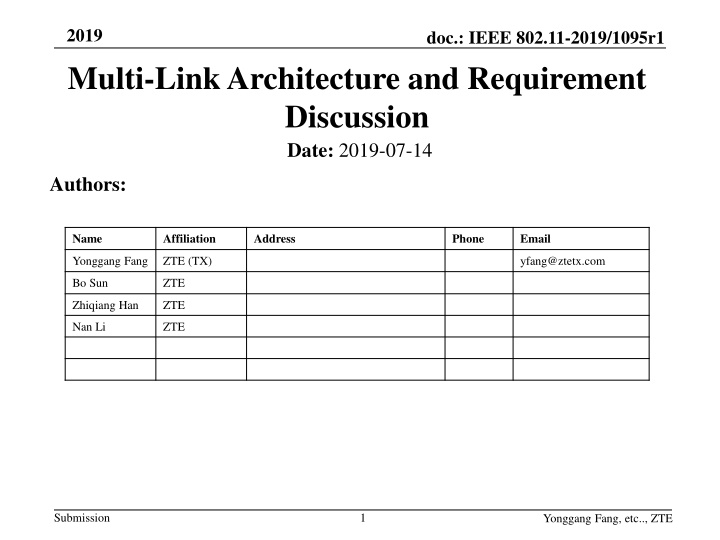 2019 multi link architecture and requirement n.w