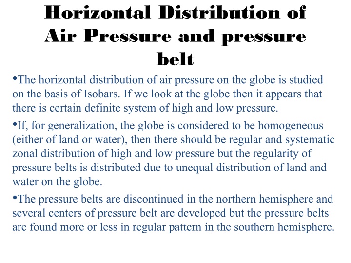 horizontal distribution of air pressure n.w