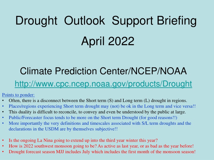 drought outlook support briefing n.w
