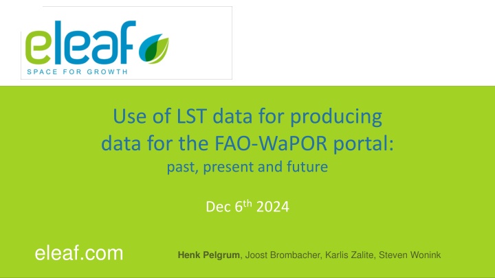 use of lst data for producing data n.w