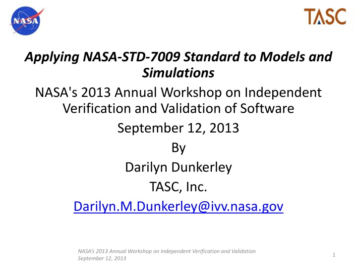 applying nasa std 7009 standard to models n.w
