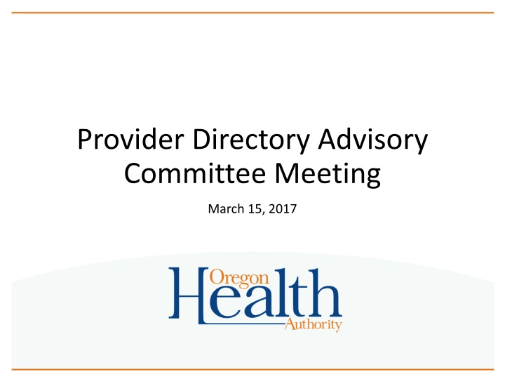 provider directory advisory committee meeting n.w