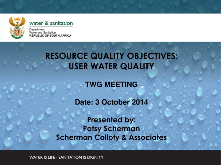 resource quality objectives user water quality n.w