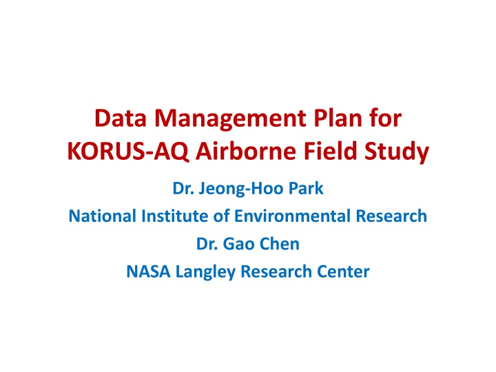 data management plan for korus aq airborne field n.w