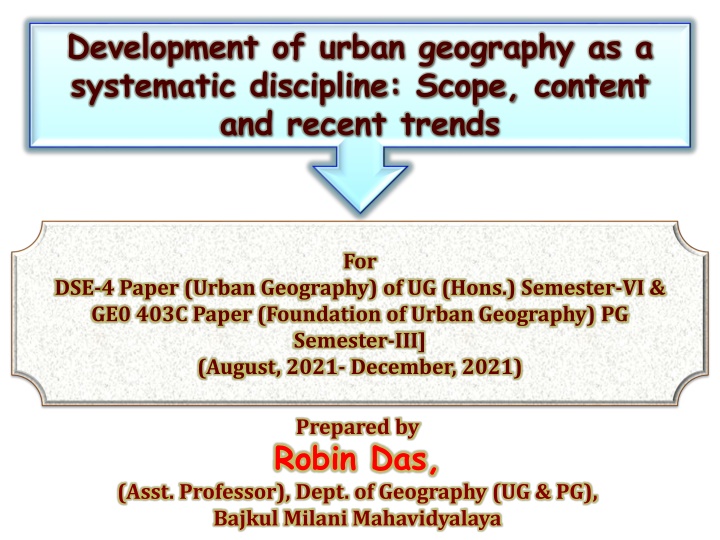 development of urban geography as a systematic n.w