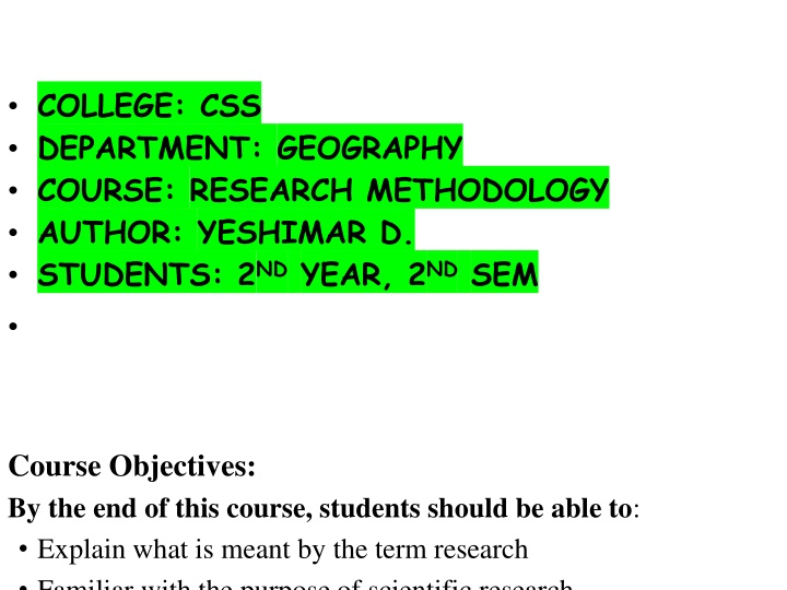 college css department geography course research n.w