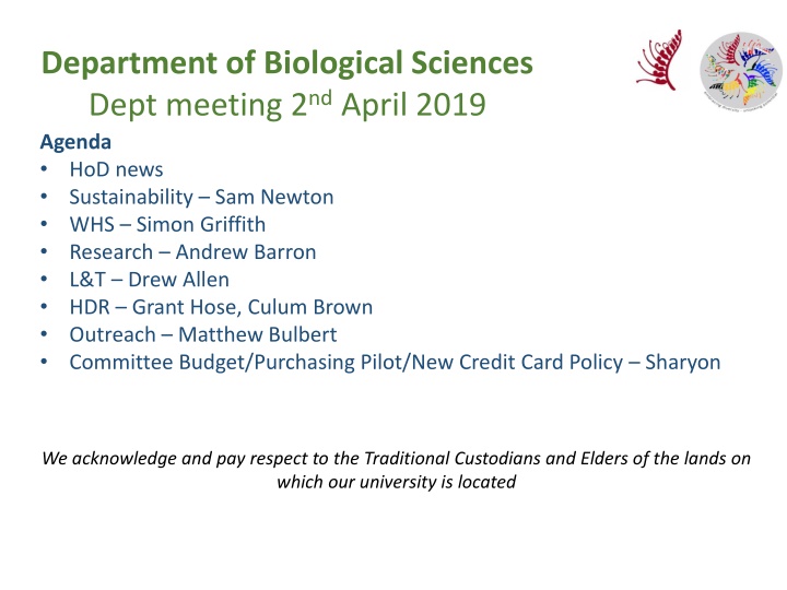 department of biological sciences dept meeting n.w
