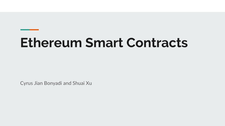 ethereum smart contracts n.w