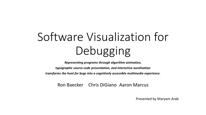 software visualization for debugging n.w